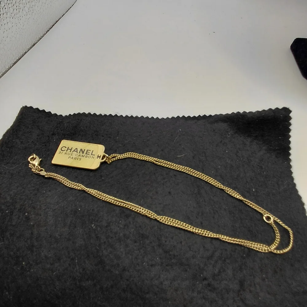 Chanel ID Dog Tag Charm Long Necklace. 31 RUE CAMBON PARIS